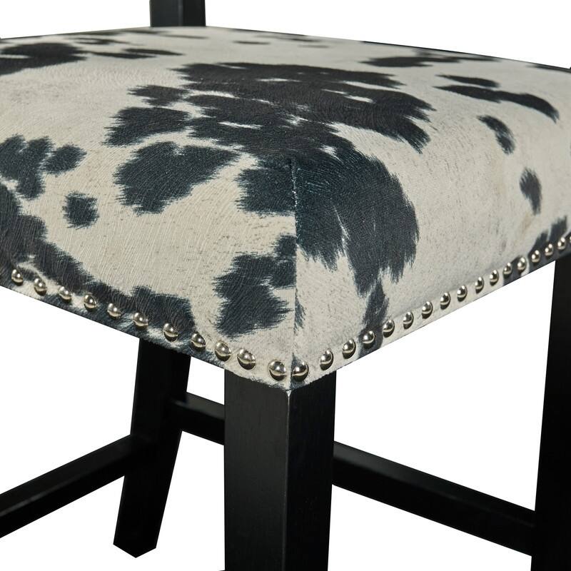 Linon Lemont Black Cow Print Counter Stool