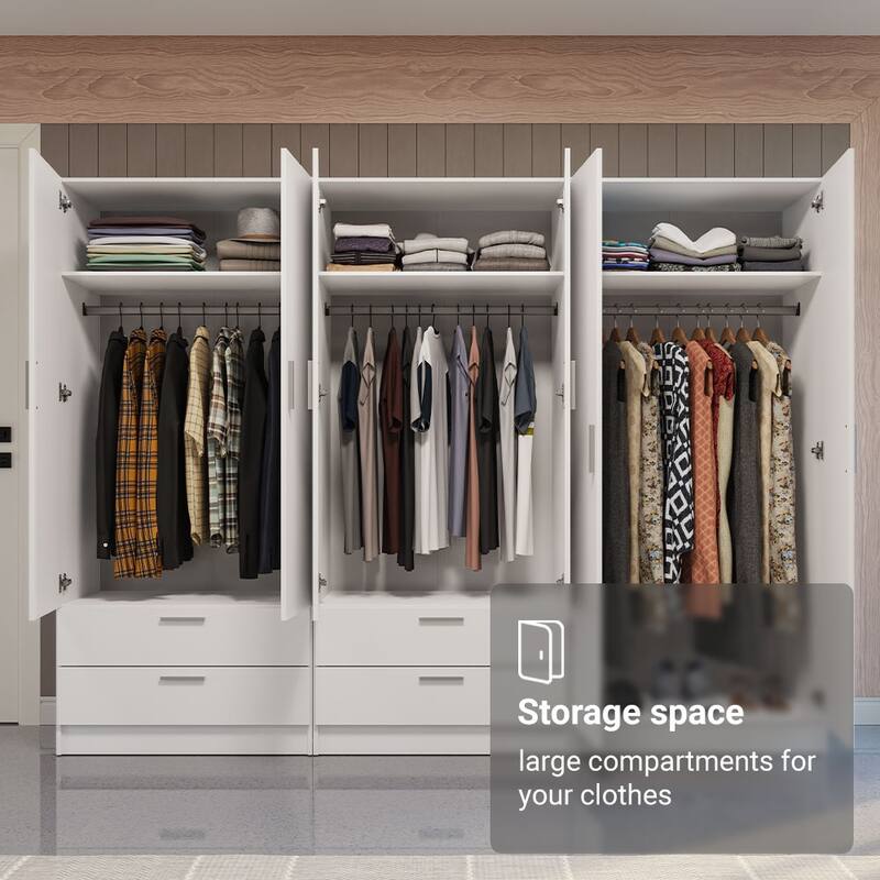 MADESA 6 Doors 4 Drawers Wardrobe Set Bedroom Storage Cabinet
