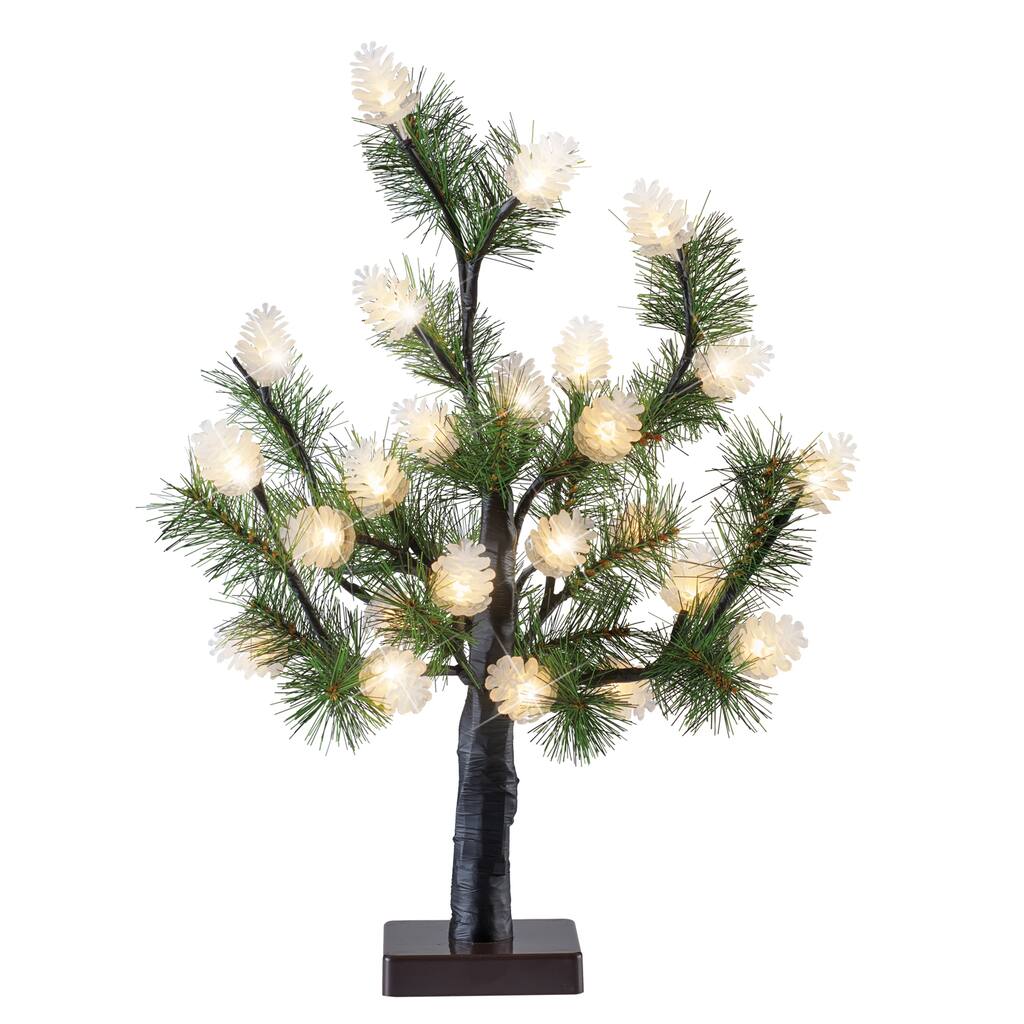 Sparkling Lighted Pine Cone Tabletop Tree - 18.000 x 4.630 x 4.500