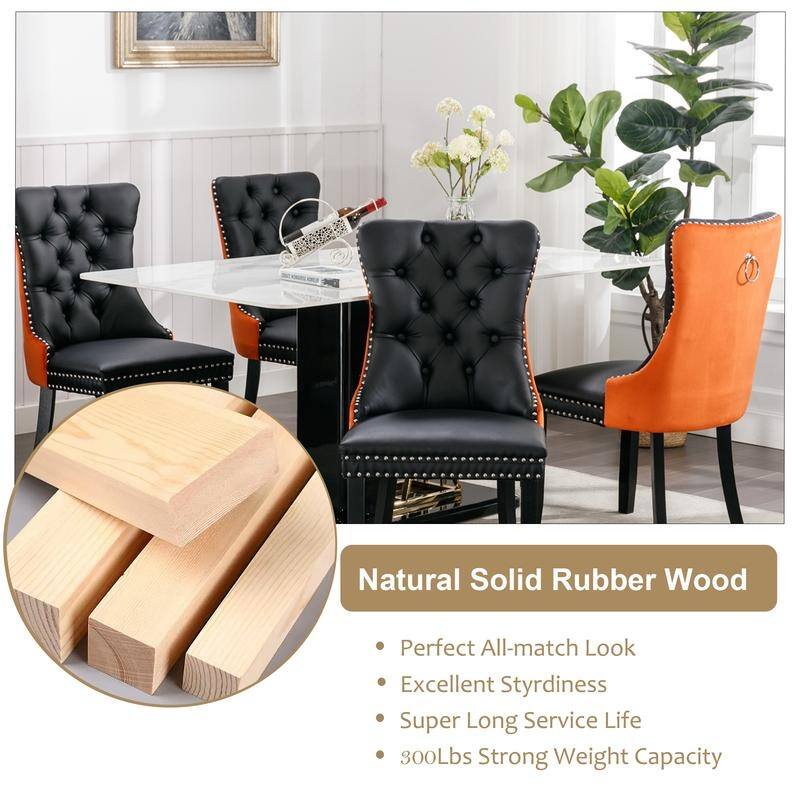 Modern Tufted Velvet Upholstered Nailhead Dining Chair Set of 6