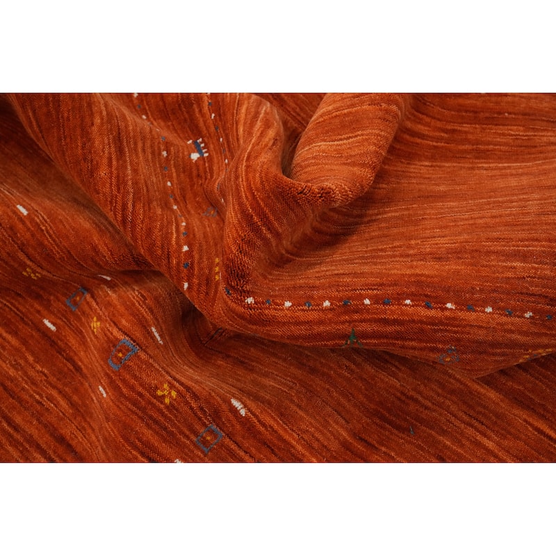 Hand Knotted Oriental 100% Wool Carpet Tribal Animal Pictorial Oranges & Rust Gabbeh Area Rug - 9' 8'' X 7' 10''