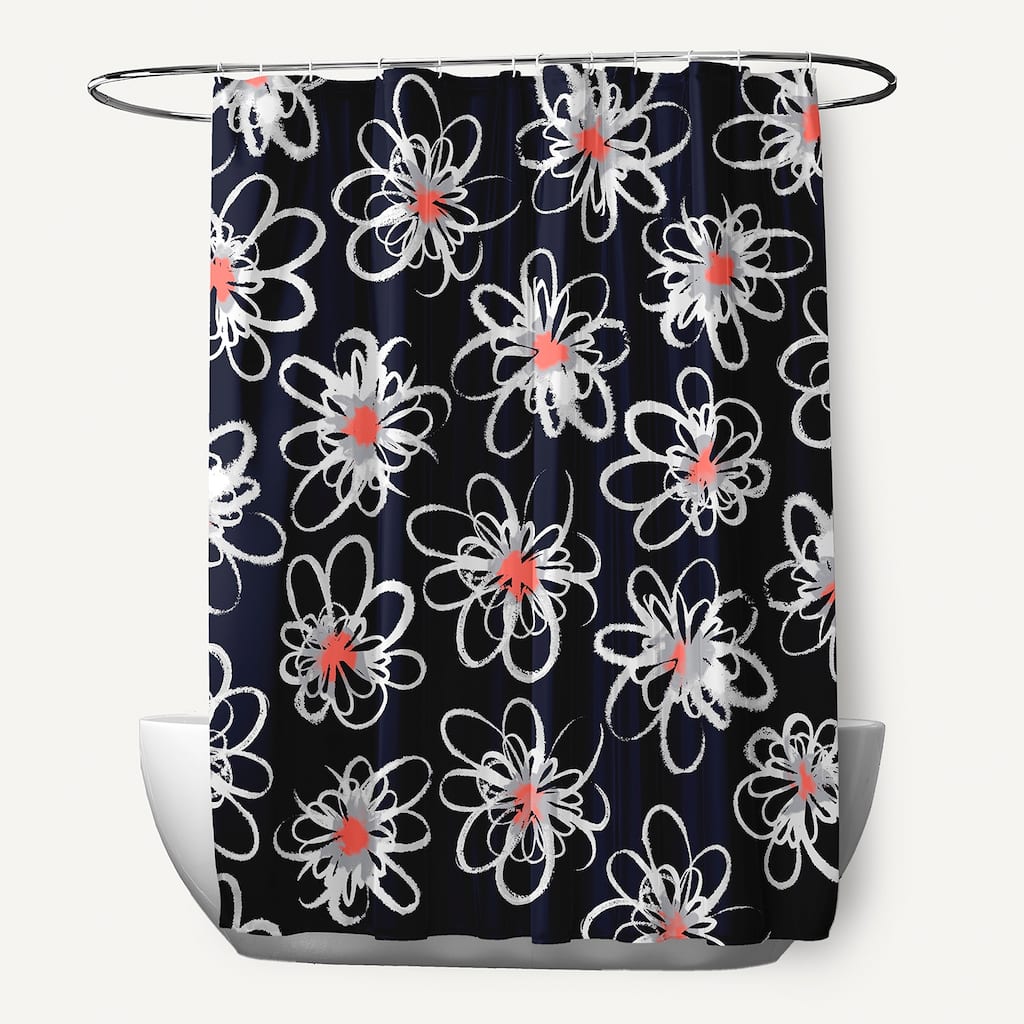 71 x 74-inch Penelope Floral Geometric Print Shower Curtain