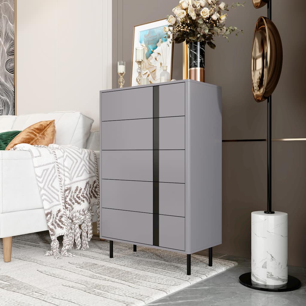Side Cabinet with Adjustable Metal Legs - Modern Storage Solution