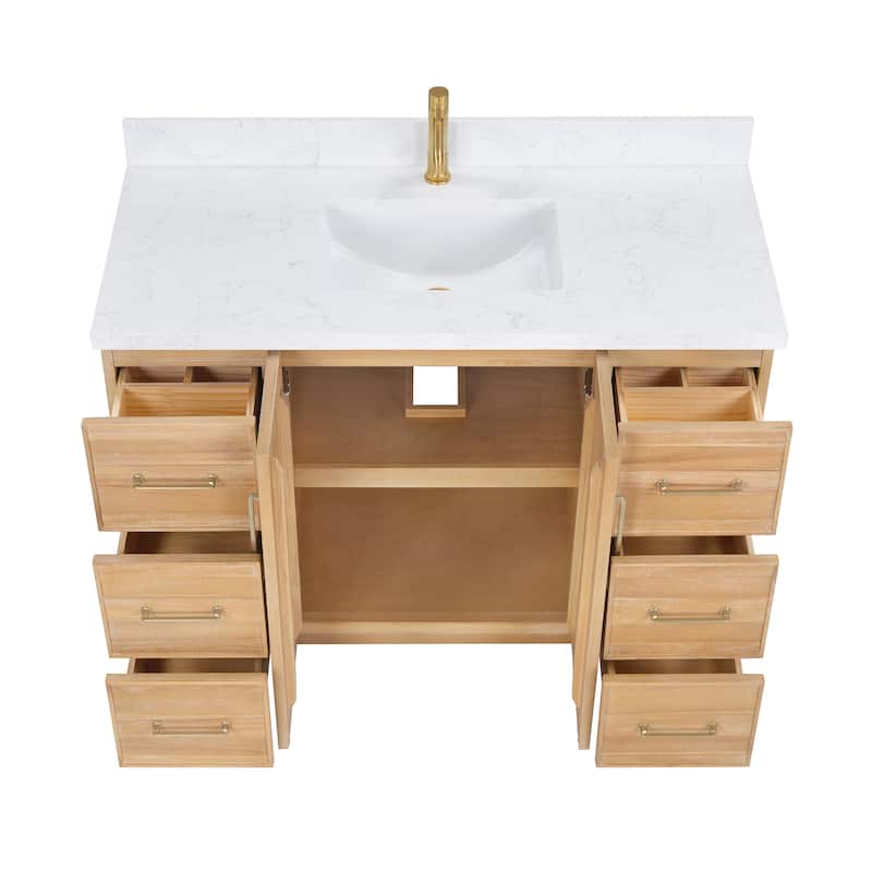 Karachi Bath Vanity with White Grain Stone Top, no Mirror