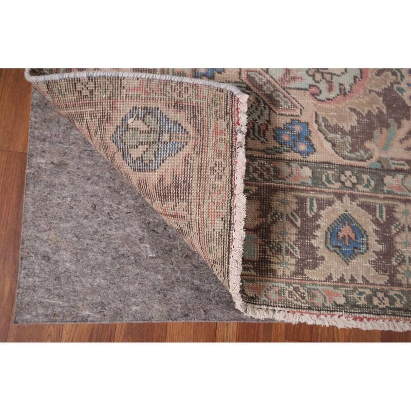 Pink Tabriz Vintage Persian Area Rug Hand-Knotted Wool Carpet - 6'8" x 9'9"