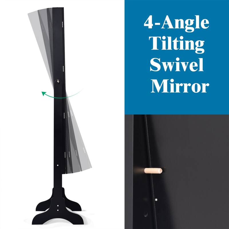 Gymax Vanity Mirror Tilting Jewelry Cabinet Organizer Storage Box - See Details