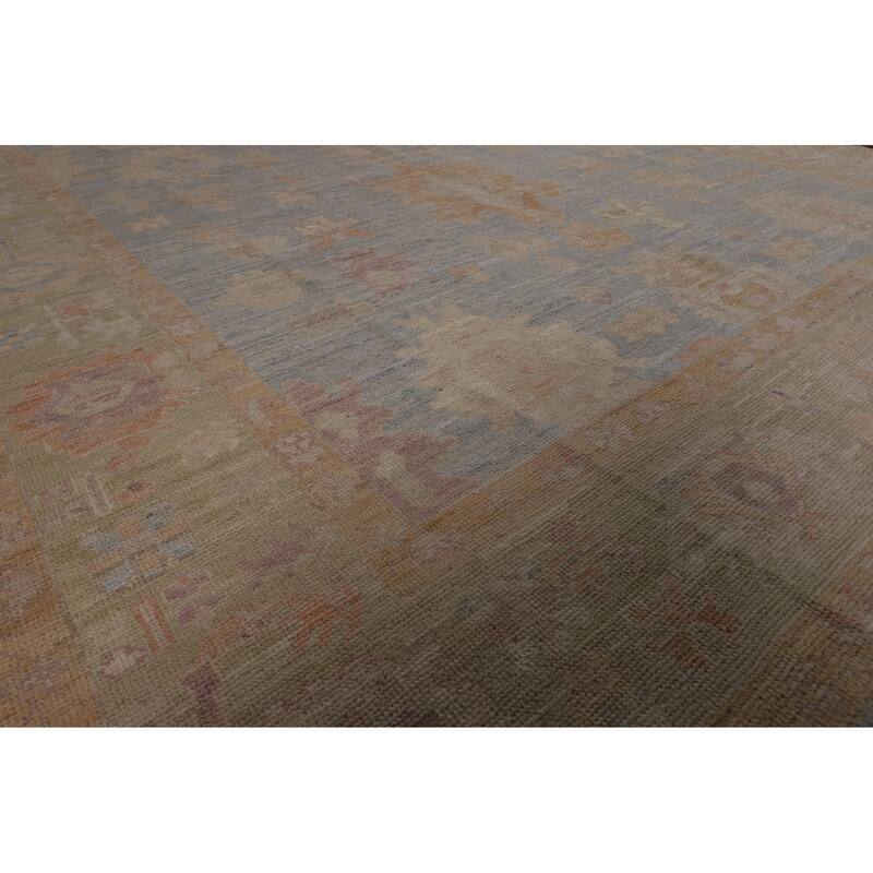 Blue Oushak Turkish Area Rug Handmade Vegetable Dye Wool Carpet - 7'10"x 10'0"