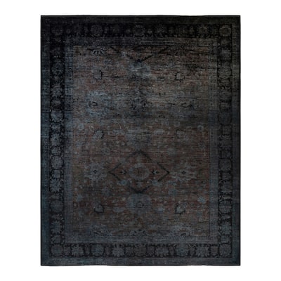 Overton Hand Knotted Wool Vintage Inspired Modern Contemporary Overdyed Brown Area Rug - 12' 0" x 14' 8"