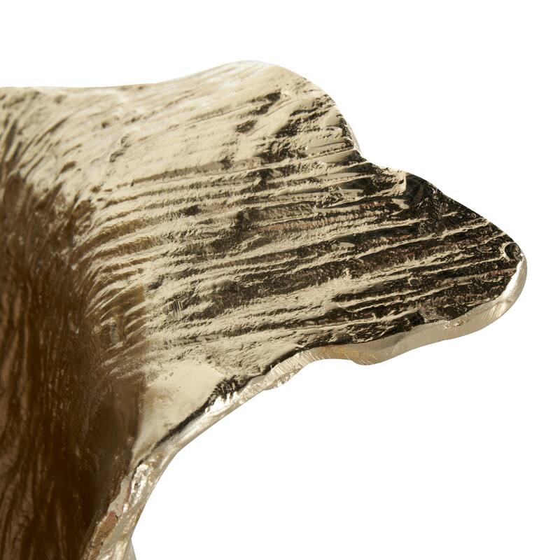 Aluminum Metal Leaf Textured Folded Leaf Decorative Bowl - Gold - Roche River Decor
