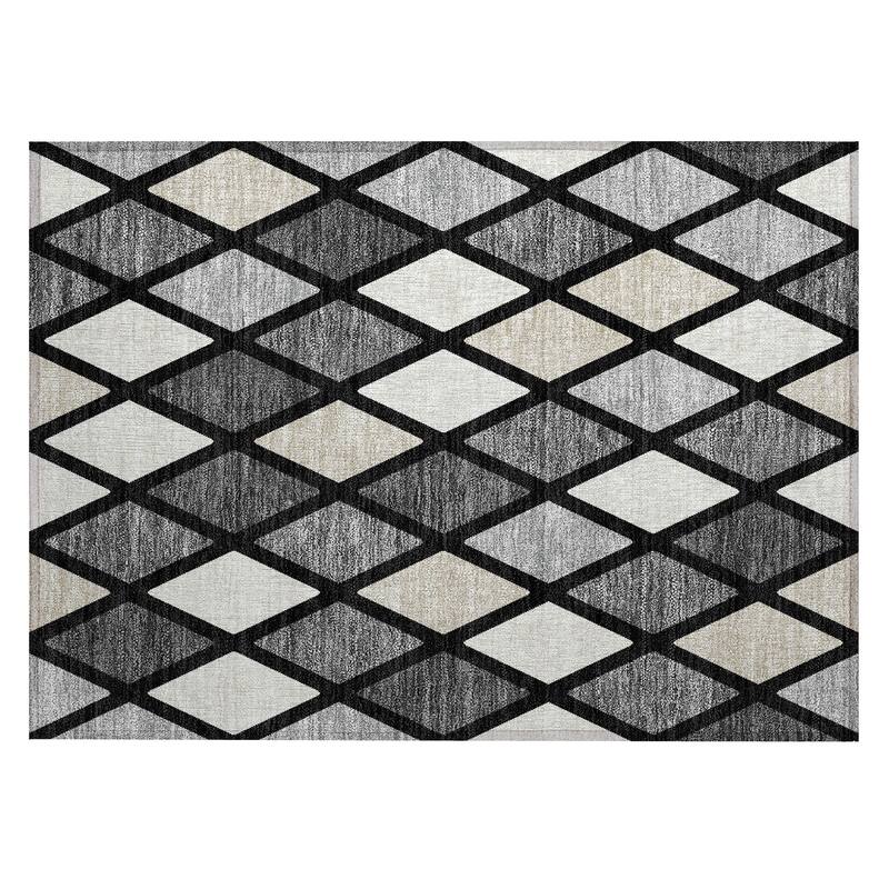 Machine Washable Indoor/ Outdoor Chantille Diamond Prism Rug