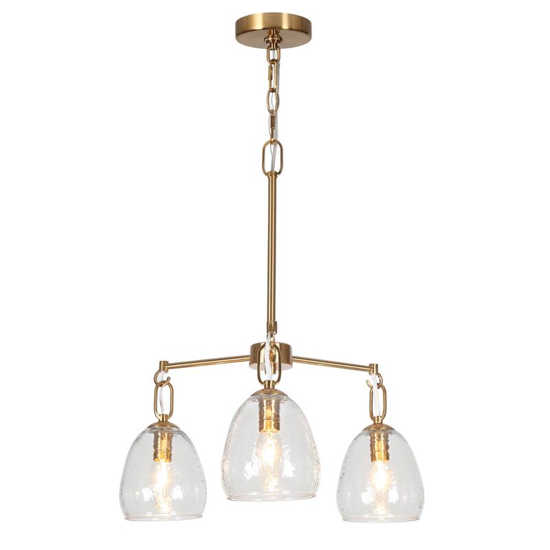 Blobfish Modern Gold 3-Light Glass Chandelier Wheel Cluster Ceiling Pendant Light - Dia. 19.3" x H 21.4"