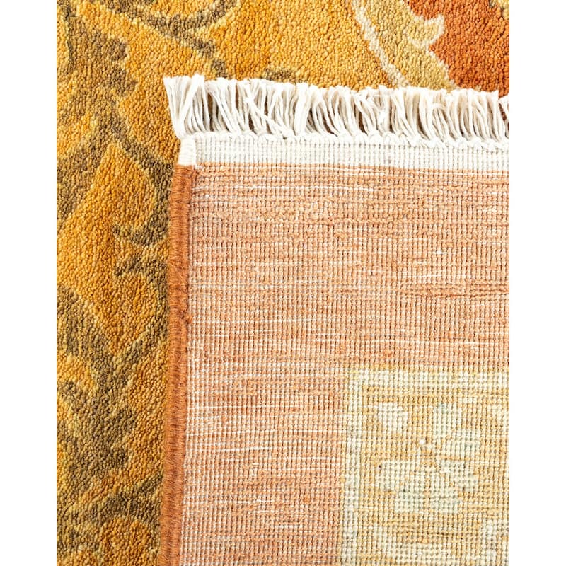 Overton Hand Knotted Wool Vintage Inspired Traditional Mogul Brown Area Rug - 12' 5" x 17' 9"