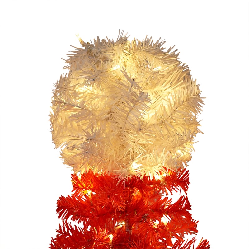 4ft Santa Hat Style Christmas Tree Set of 2 with Warm White Lights for Holiday Decor