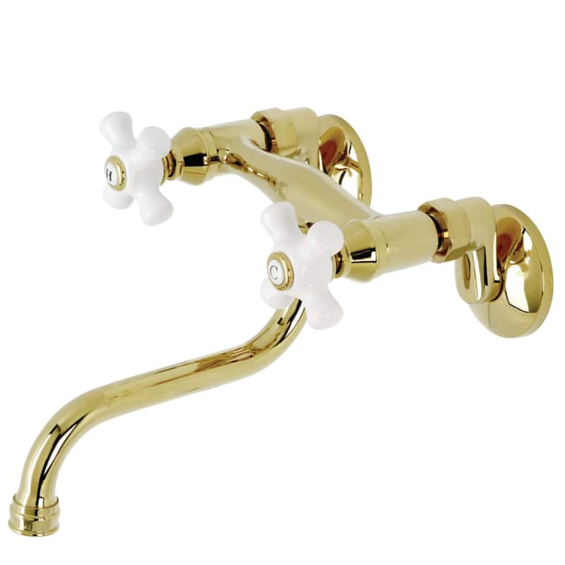 Kingston Brass KS616 Kingston 1.2 GPM Wall Mounted Bridge Bathroom - Polished Brass