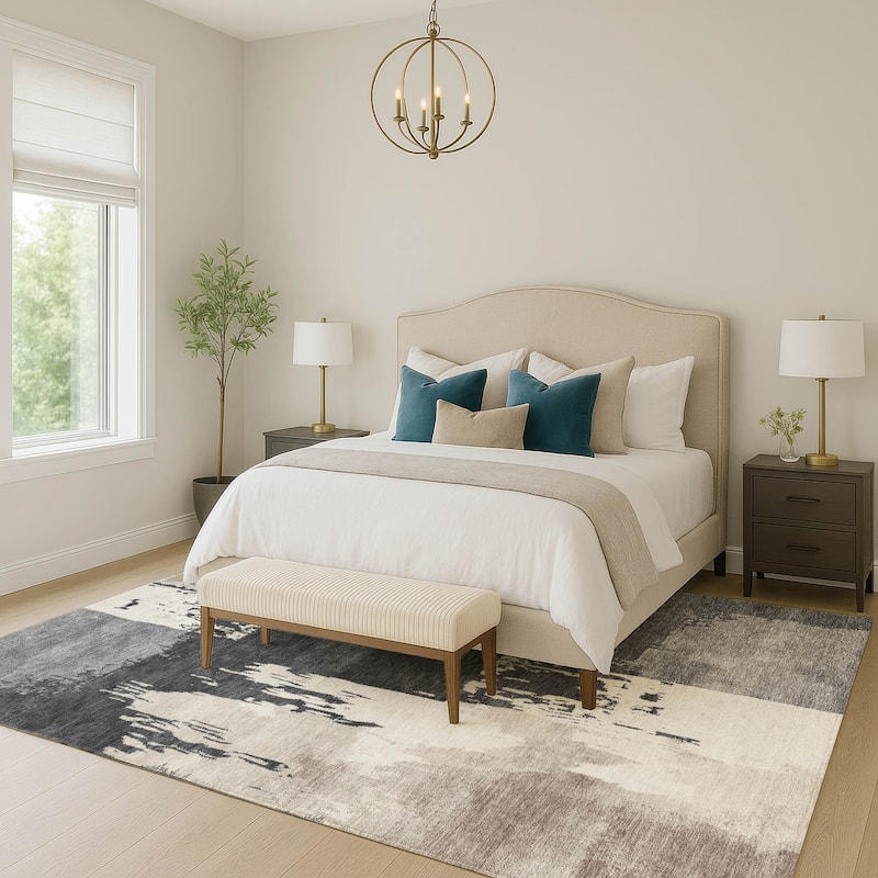 Machine Washable Indoor/ Outdoor Contemporary Fusion Chantille Rug