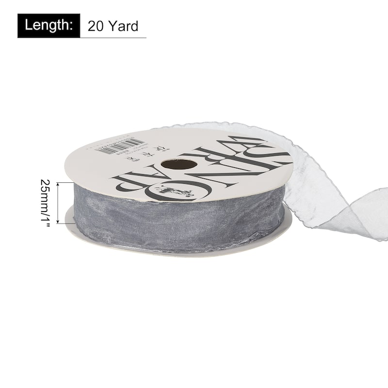 1 Inch 20 Yard Sheer Organza Ribbon Shimmer Chiffon Tulle Ribbons - Teal Blue