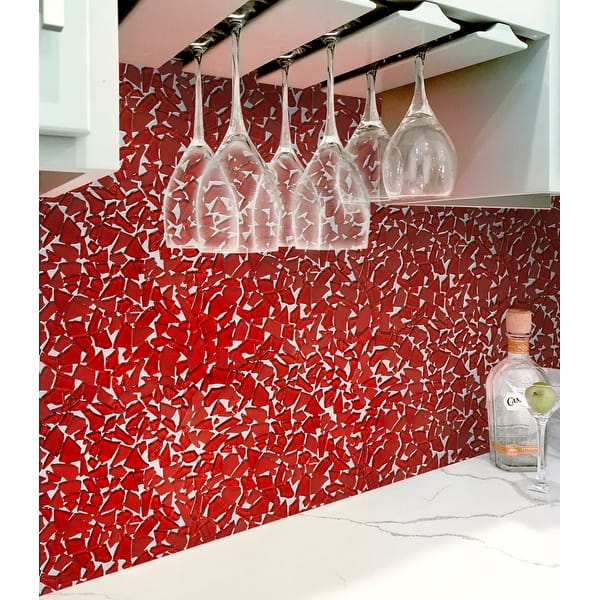 slide 2 of 2, Apollo Tile 5 pack 11.8-in x 11.8-in Red Matte Finished Pebble Glass Mosaic Tile (4.83 Sq ft/case)