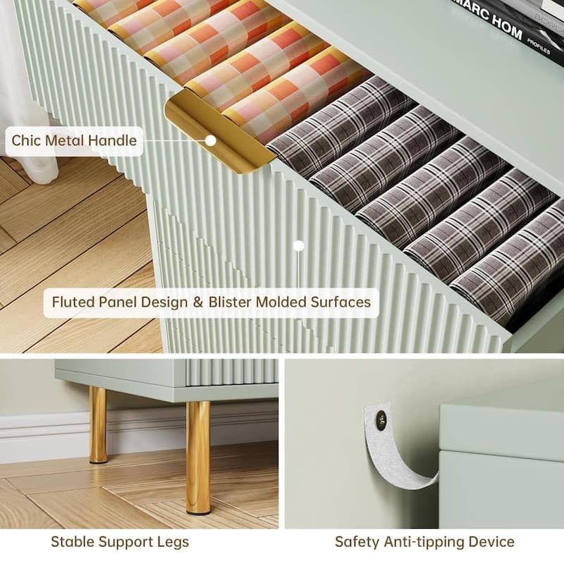 Modern Design 3 Drawer Dresser, Storage Nightstand for Bedroom, Living Room, Closet, Hallway