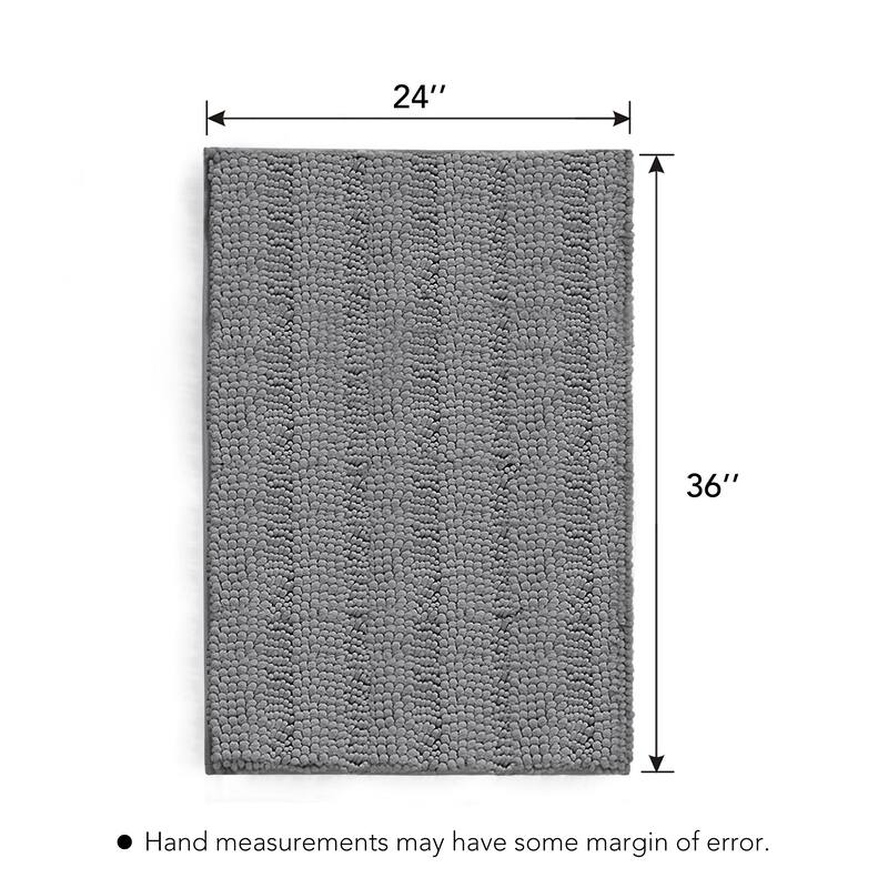 Deconovo Non Slip Chenille Striped Bath Mat Soft Durable