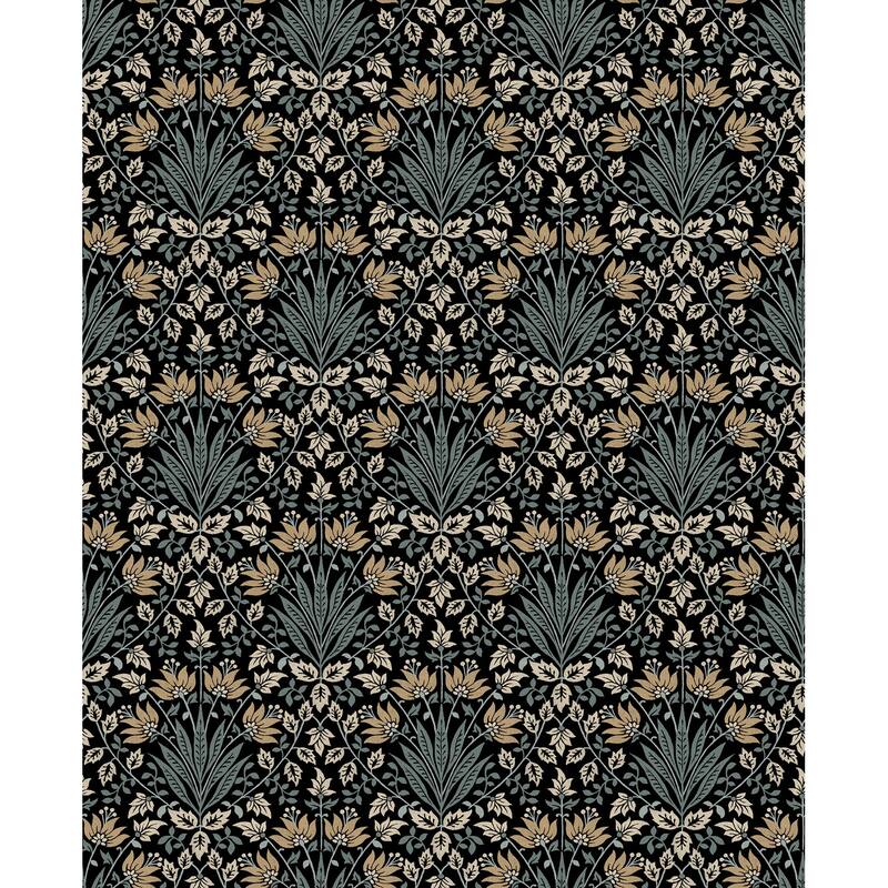 Chris Loves Julia x A-Street Prints Woodbury Black Floral Damask Wallpaper