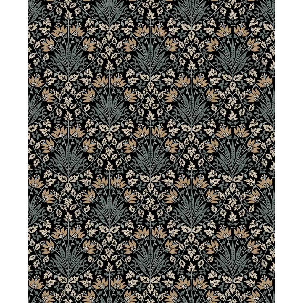 Chris Loves Julia x A-Street Prints Woodbury Black Floral Damask Wallpaper