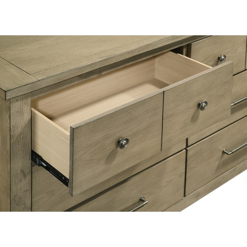Hazlewood 6-drawer Bedroom Dresser with Mirror Vineyard Oak