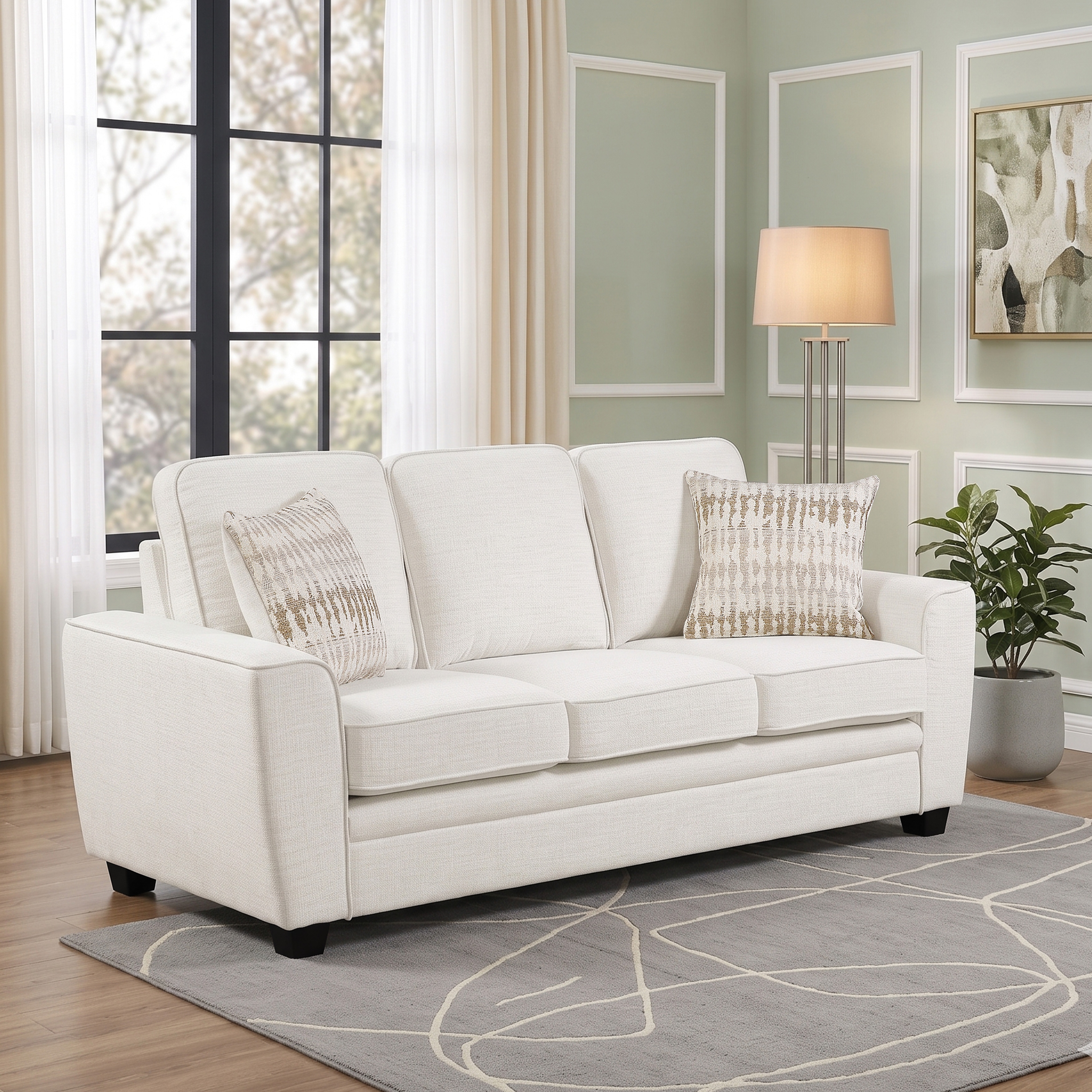 Evermont 83" Chenille Living Room Sofa with Decor Pillows