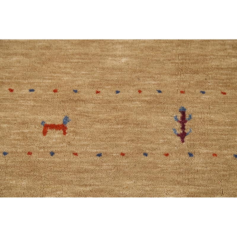Tribal Yellow Gabbeh Accent Rug Hand-Knotted Wool Carpet - 3'11"x 5'10"