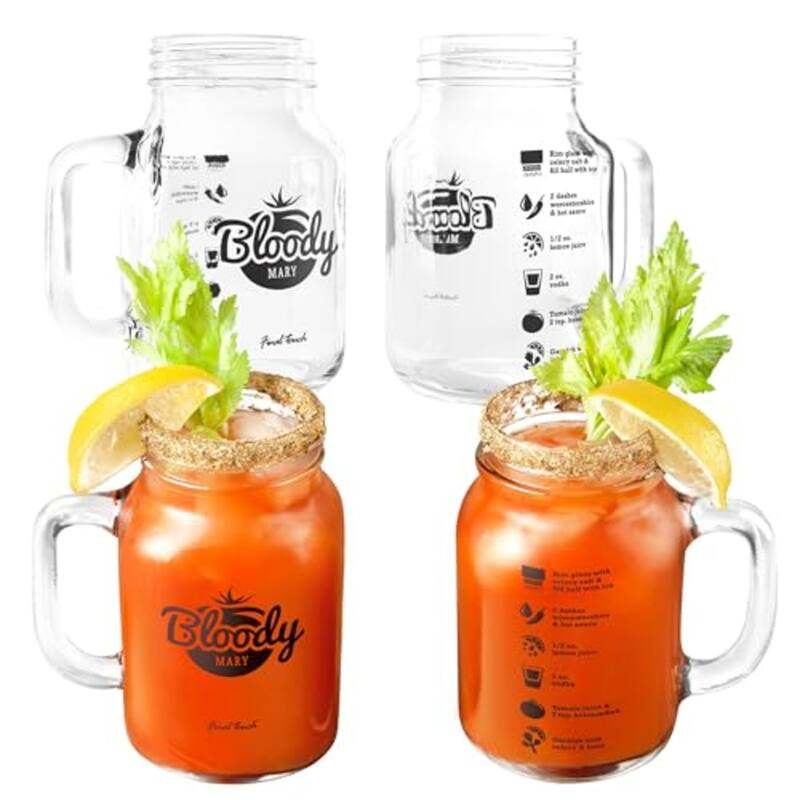 Final Touch Bloody Mary Mason Jar Mugs Set - Set of 4