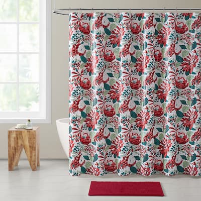 VCNY Home 14-Piece Sally Turquoise Floral PEVA Shower Curtain Set