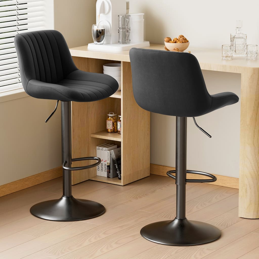 Bar Stools Set of 2, Adjustable Modern Swivel Bar Stools with Backs, Counter Height Performance Fabric Island Chairs
