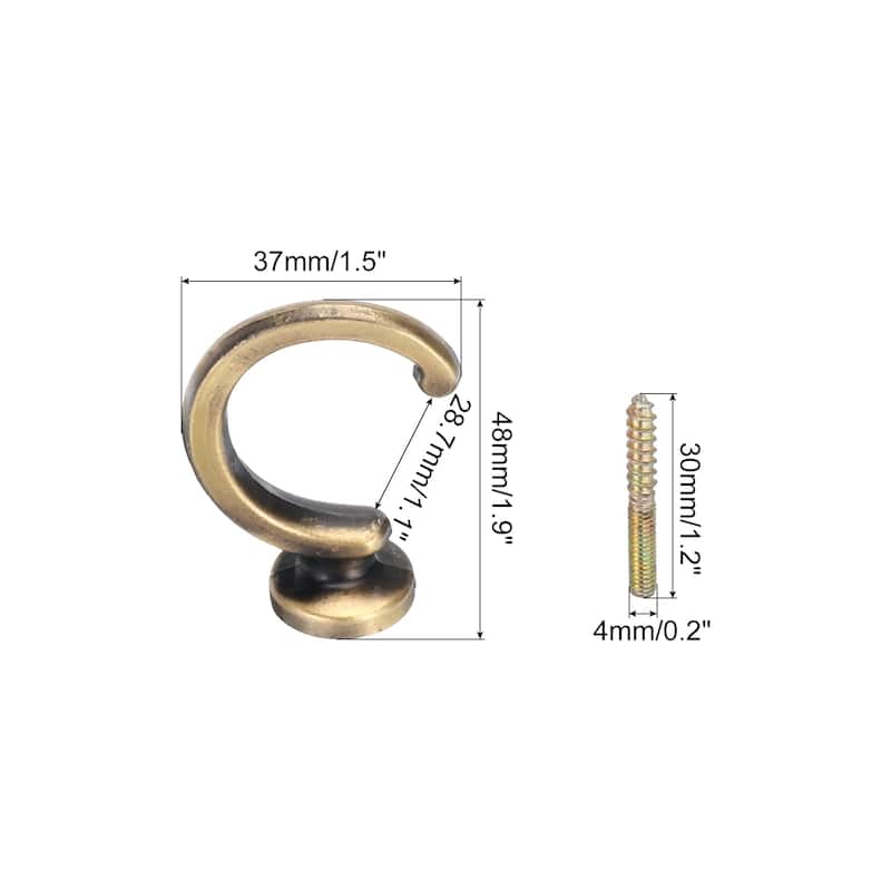 4Pcs Curtain Holdback Wall Mounted Curtain Tiebacks Screw Hooks - Bronze