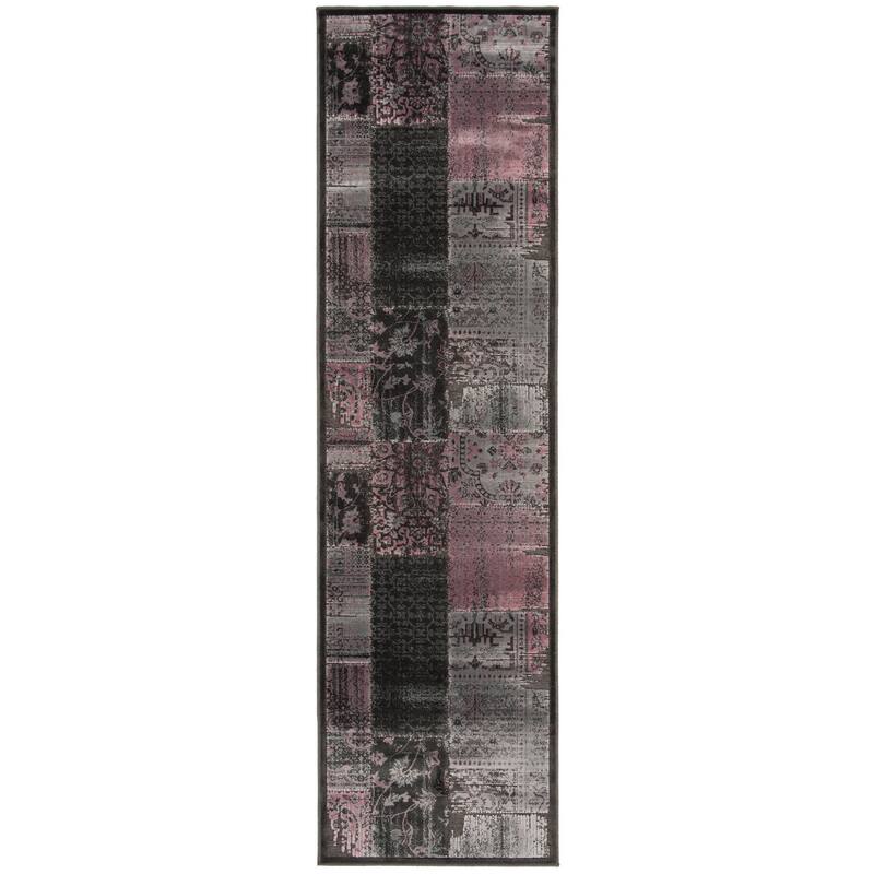 SAFAVIEH Paradise Bernardina Modern Viscose Rug - 2'2" x 8' Runner - Charcoal/Multi