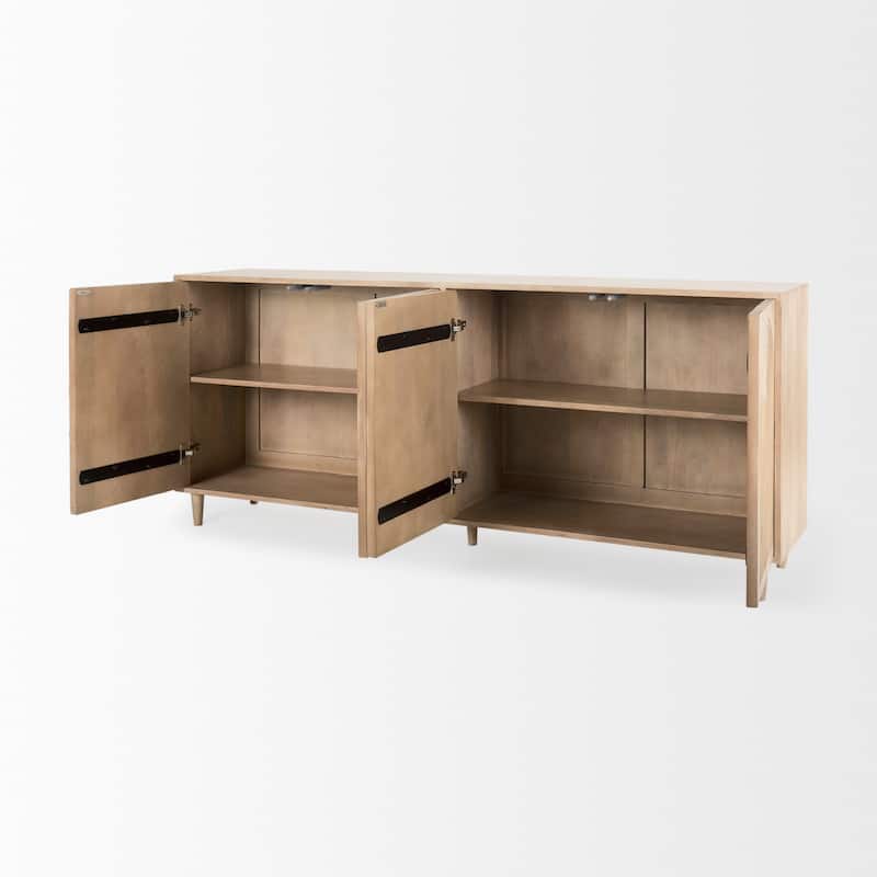 Tucker Light Brown Solid Wood w/Patterned Doors Sideboard - 71.75"W x 30"H x 15"D