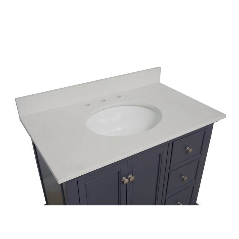 KitchenBathCollection Bella 36" Bathroom Vanity with Quartz Top