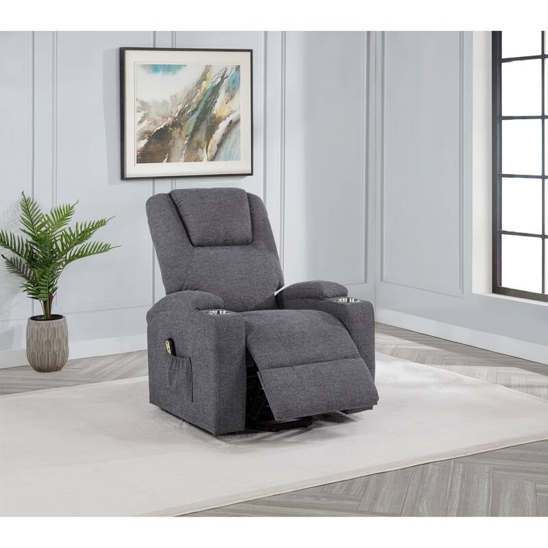 Louie Chenille Upholstered Power Lift Massage Chair
