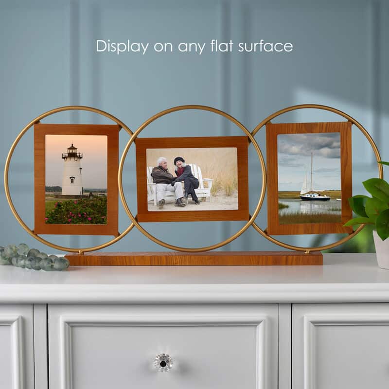 Melannco Wood and Metal 3 Opening Frame, 28X12 Inch