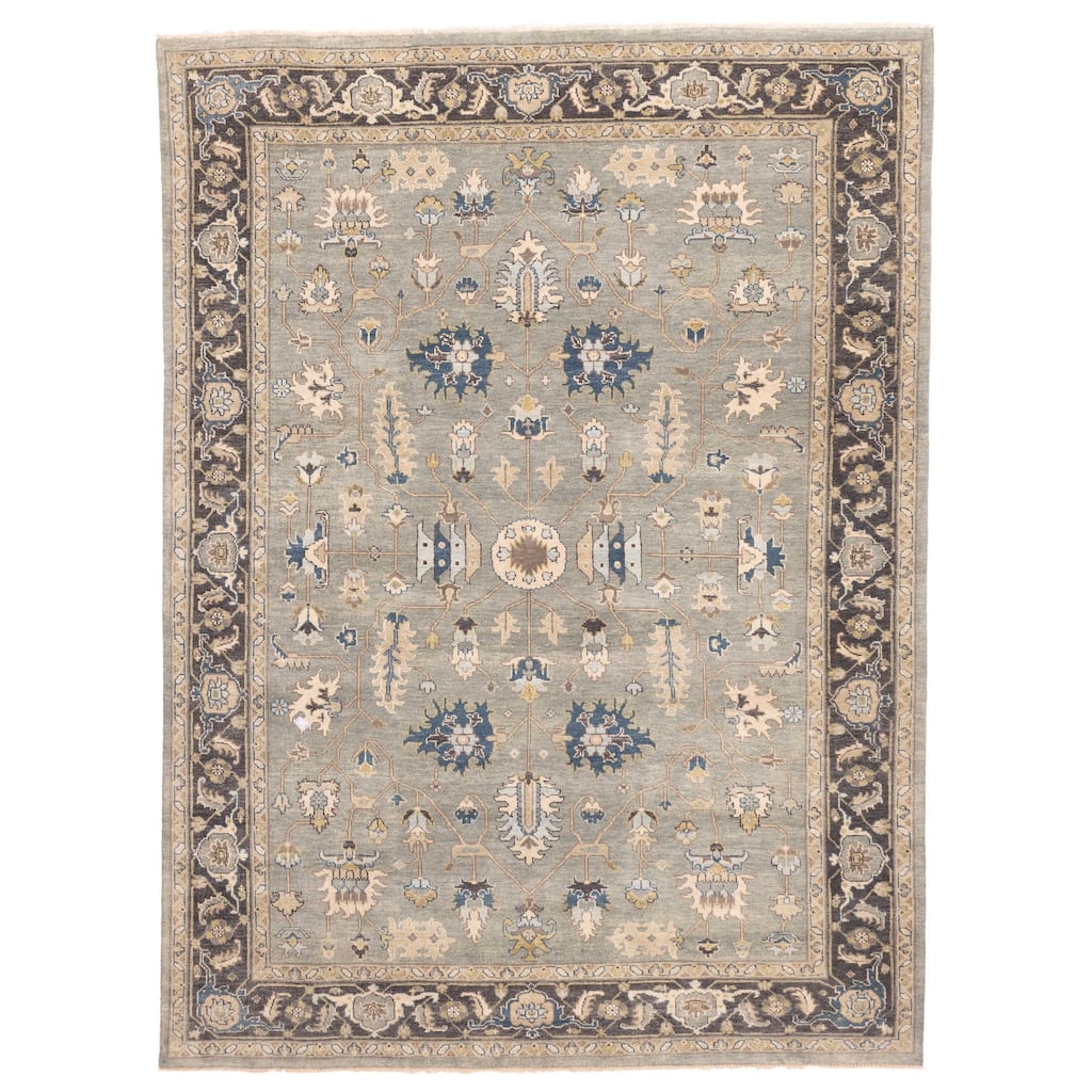 ECARPETGALLERY Hand-knotted Finest Agra Jaipur Teal Wool Rug - 9'6 x 13'2