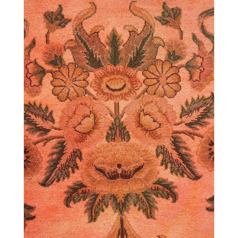 Overton Hand Knotted Wool Vintage Inspired Modern Contemporary Overdyed Pink Area Rug - 6' 6" x 9' 5"