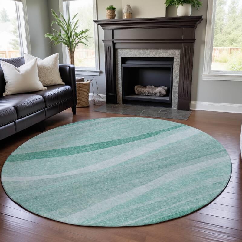 Premium Washable Super Soft Casual Contemporary Mayfield Rug - Aqua - 8' x 8'