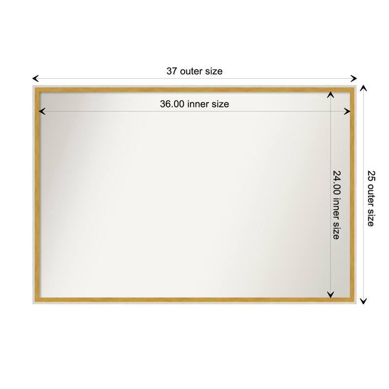 Paige Non-Beveled Wood Framed Bathroom Vanity Wall Mirror - Paige White Gold - Glass Size 36x24