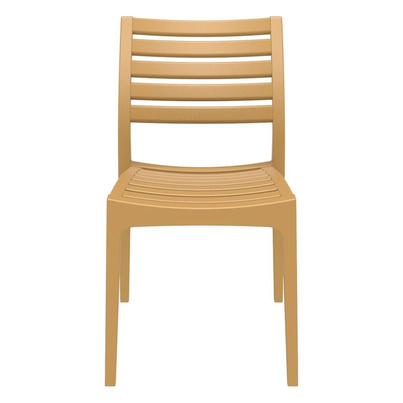 33" Teak Brown Stackable Outdoor Patio Dining Chair