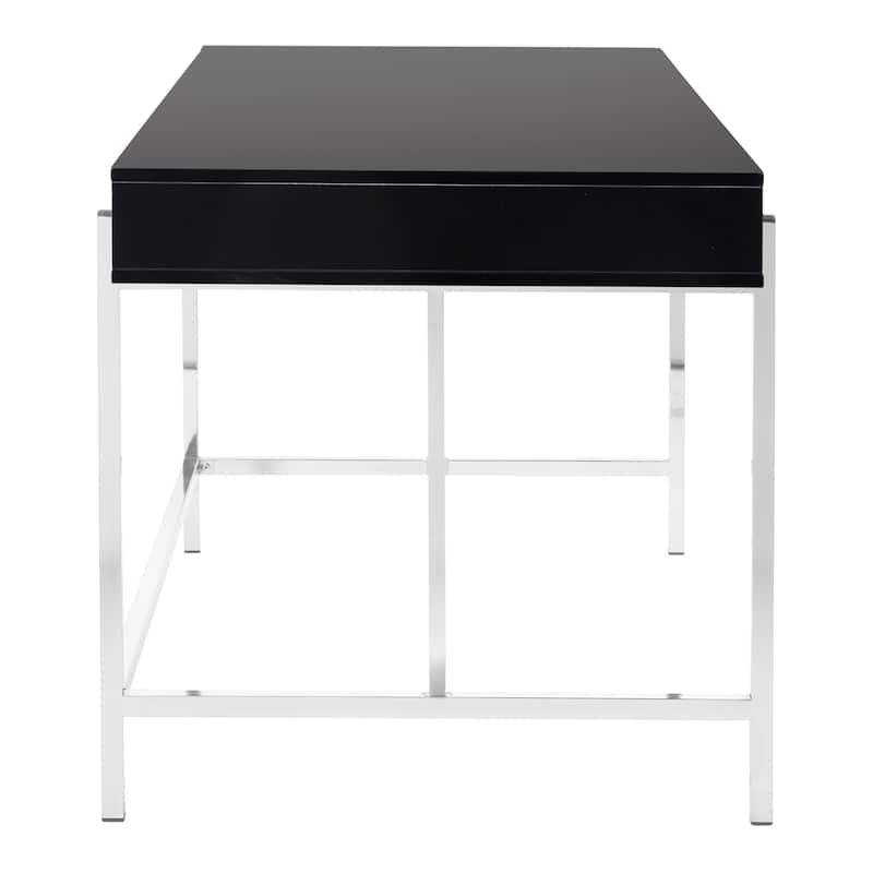 Broadway Black Gloss 64" Desk with 3 Drawers and Chrome Frame