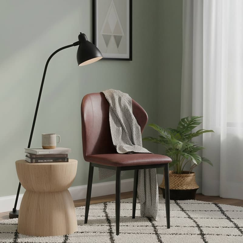 Mosaic Modern Upholstered Fabric Dining Chair with Metal Legs by LeisureMod