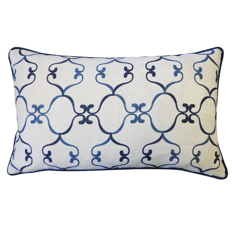 Jiti Indoor Gaudi Geometric Patterned Cotton Accent Rectangle Lumbar Pillows Cushion for Sofa Chair 12 x 20 - Feather - Indoor/Outdoor - Blue
