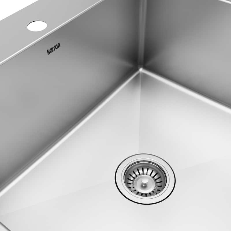Karran Top Mount Stainless Steel 25 in. 16-Gauge Drop-In Single Bowl Kitchen Sink Kit
