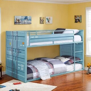 Metal Twin/Twin Bunk Bed, 20+7 Slat System & Right Front Ladder