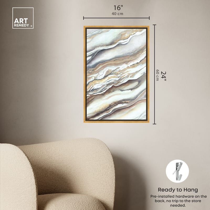 Art Remedy Neutral Lines I Framed Boho Abstract 1 Piece Canvas Wall Art