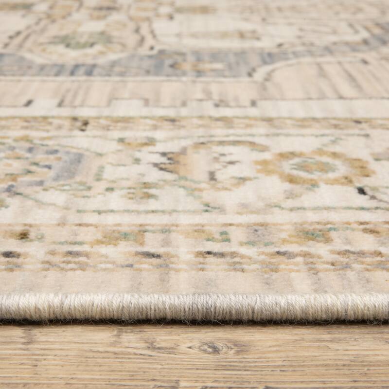 Adelaide Vintage Center Medallion Beige/ Grey Wool Blend Area Rug