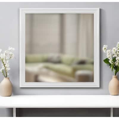 HomeRoots 38" White Square Wood Framed Accent Mirror - 38' X '38' X '1